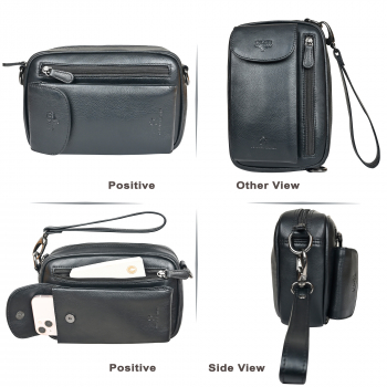 Leder Handgelenktasche für Unisex aus Rindleder 23- (147A) Herrentasche echtes Leder Tasche Bag Neu